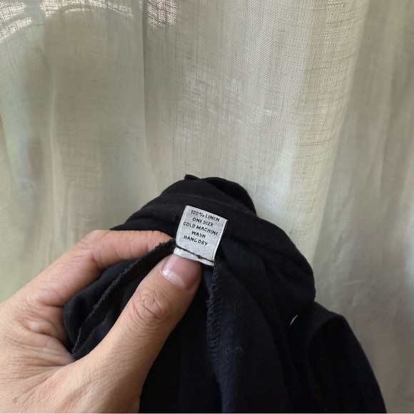 CLAUDE tulum black linen button up utility short sleeve work chore jumpsuit - Picture 8 of 8